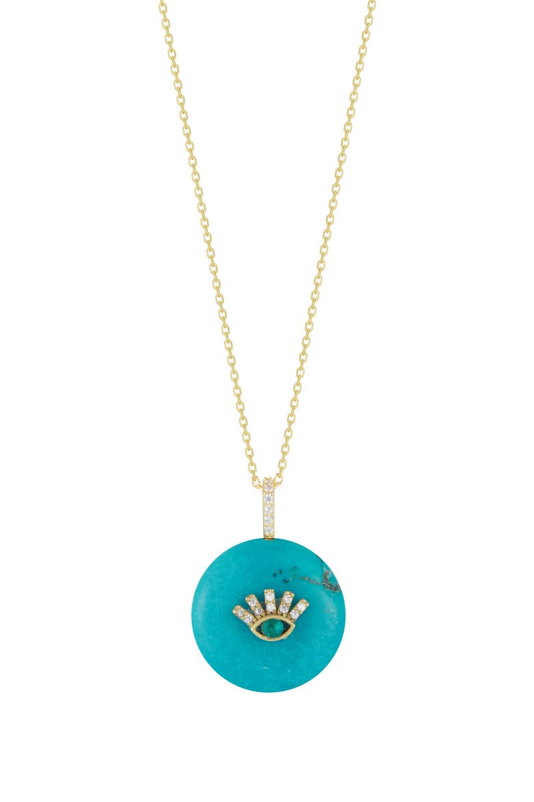 14K Gold Plate Evil Eye Pendant Necklace, Main, color, GOLD