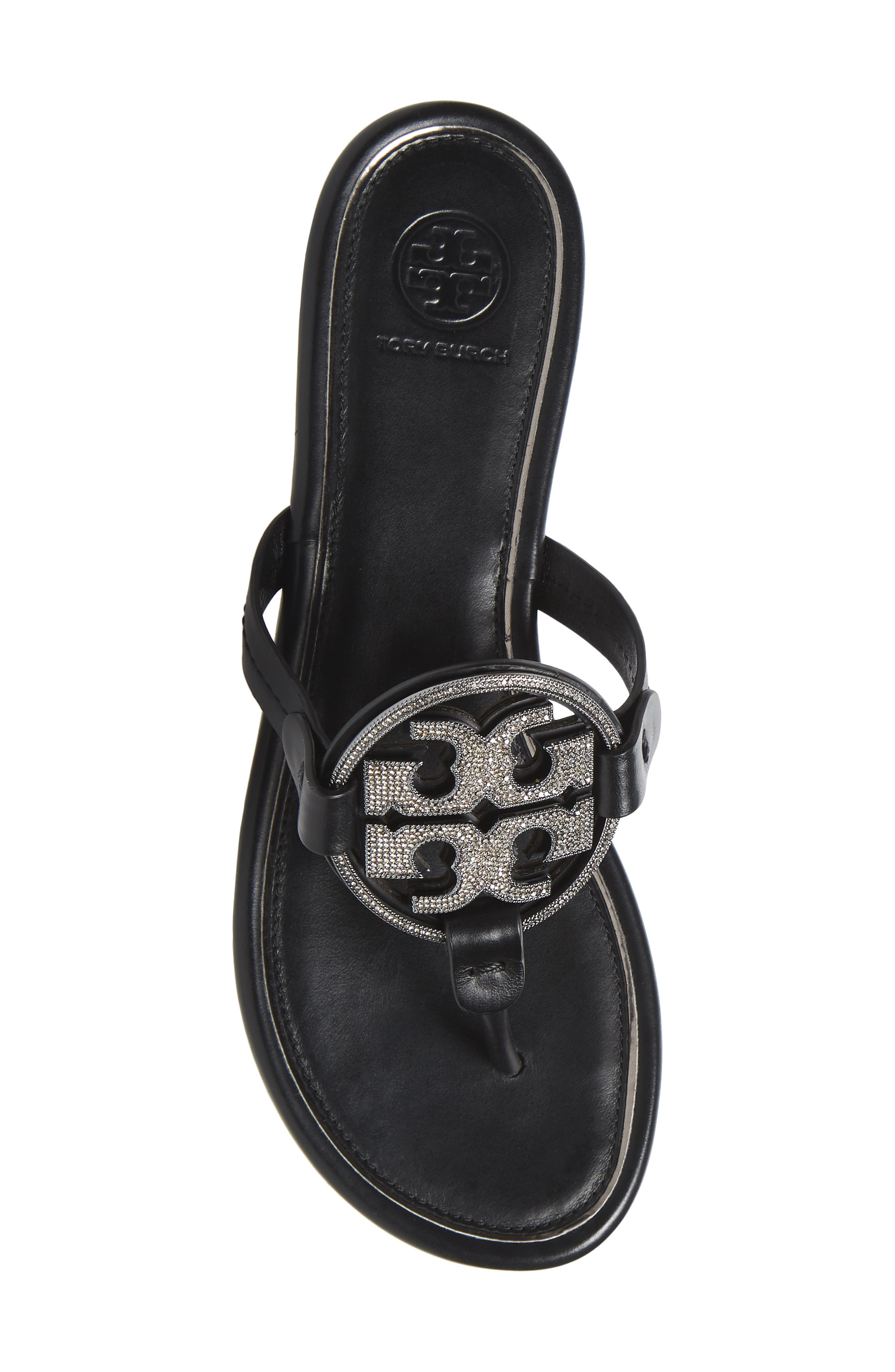 Tory Burch Miller Crystal Logo Flip Flop, Alternate, color, 