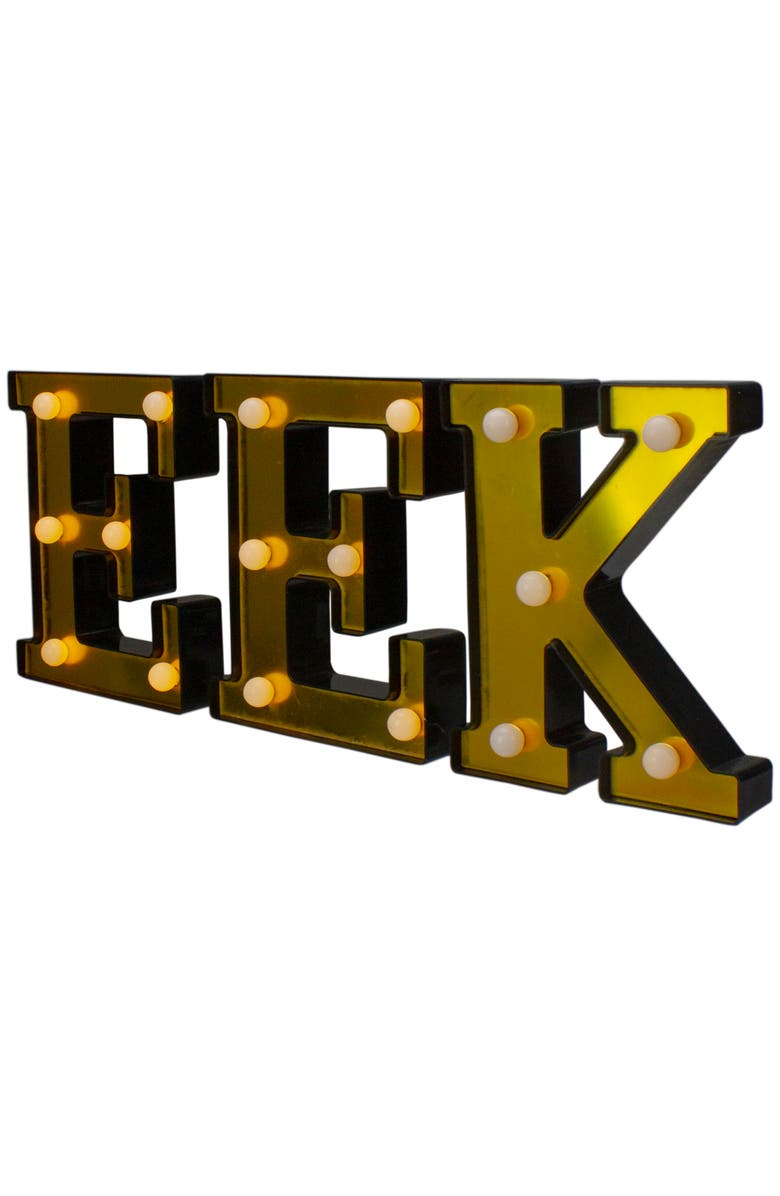 Northlight LED Lighted EEK Halloween Marquee Sign - 6.5" - Warm White Lights - Gold Finish, Alternate, color, Black