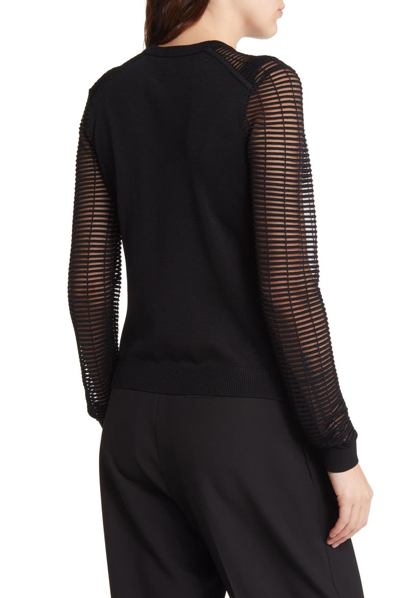 Roshila Ottoman Slim Fit Sheer Sweater, Alternate, color, BLACK
