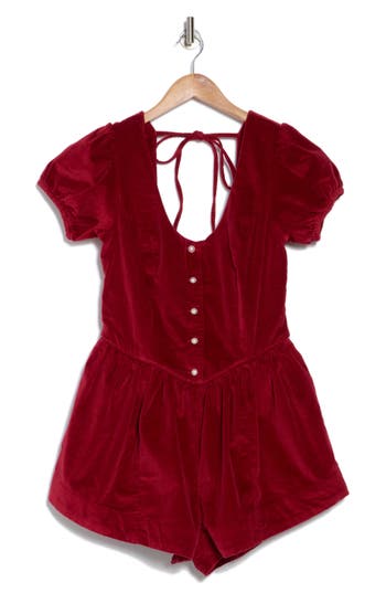 Shop Free People Silver Bells Velvet Romper In Red