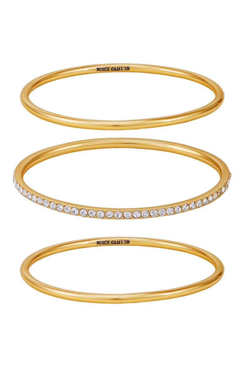 Pavé Crystal Bangle Bracelet Set, Alternate, color, GOLD TONE