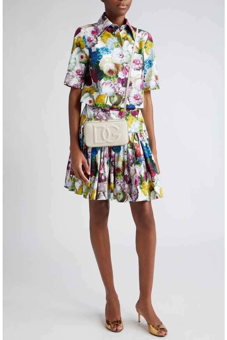 Nocturnal Floral Print Pleated Cotton Poplin Skirt, Alternate, color, FIORE NOTTURNO
