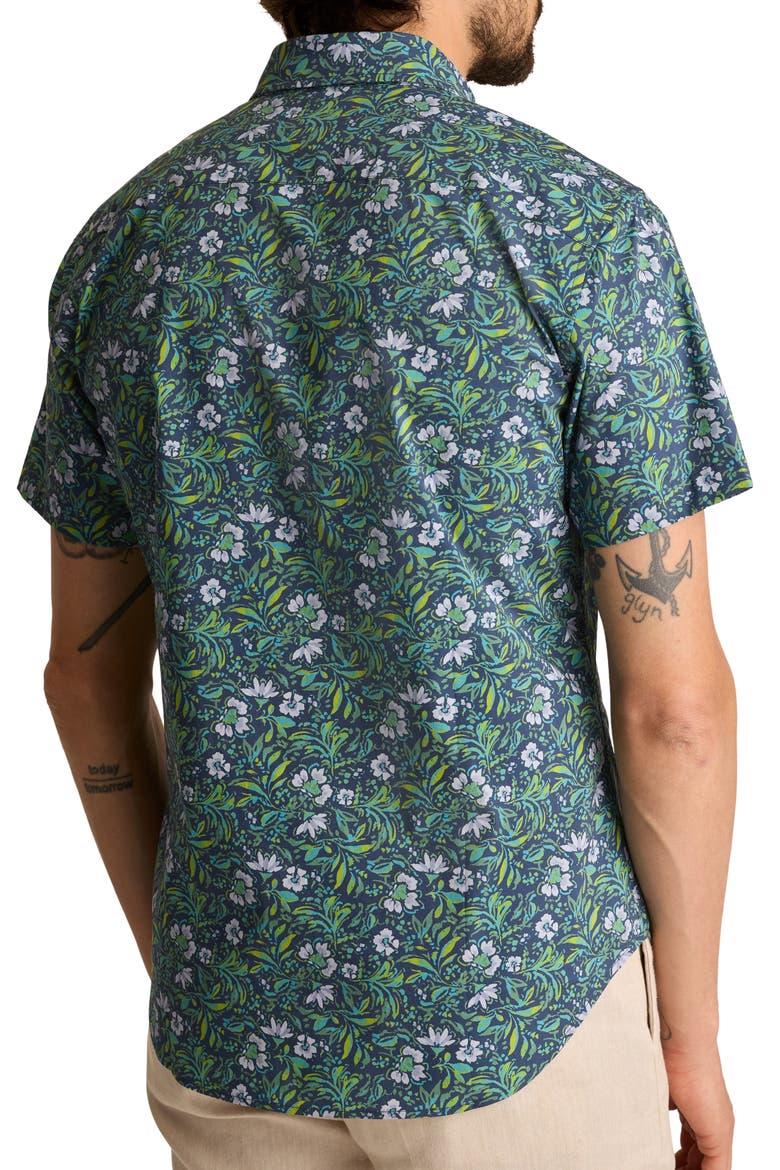 Riviera Floral Short Sleeve Stretch Cotton Poplin Button-Up Shirt, Alternate, color, MOK FLORAL C26