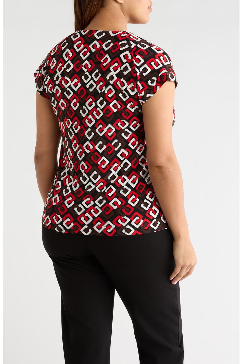 Print V-Neck Top, Alternate, color, BEGONIA RED MULTI