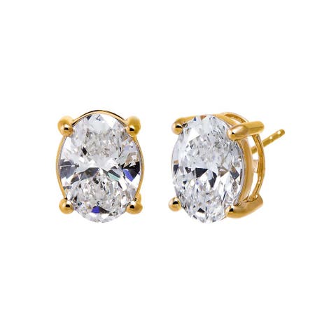 Lab Grown Diamond 6 Carat Oval Stud Earring