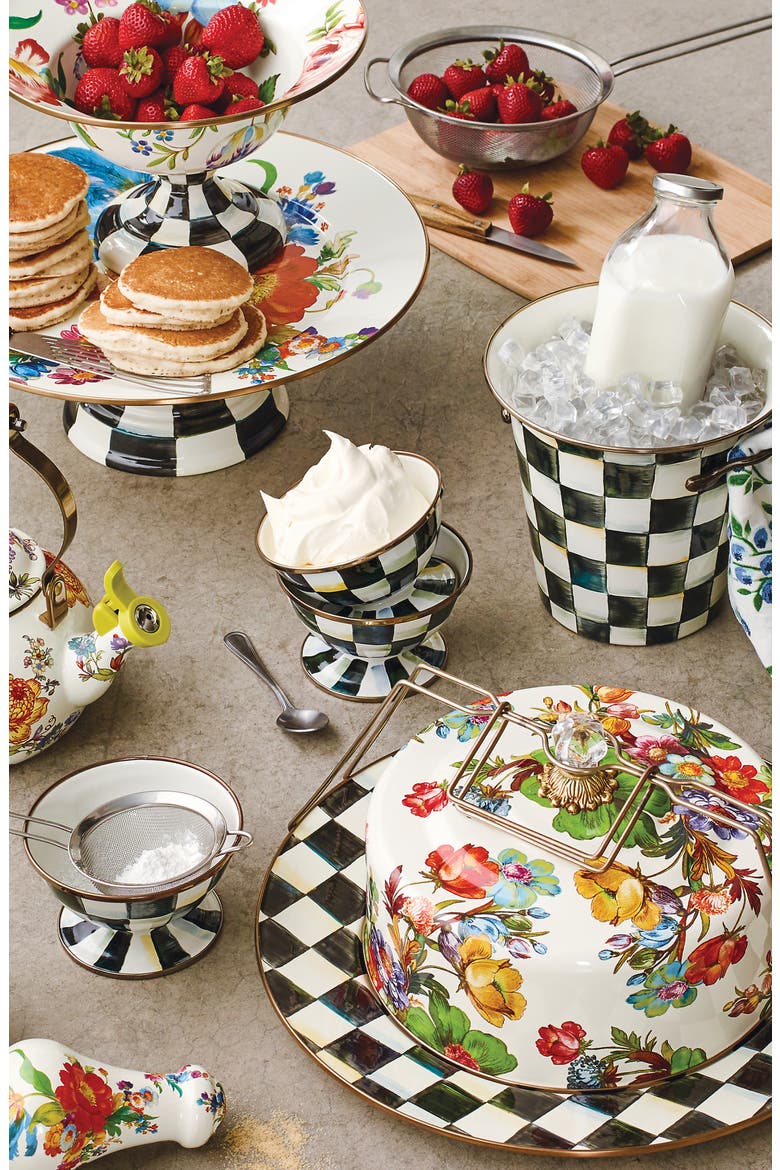 Flower Market Enameled Steel Cake Carrier, Alternate, color, WHITE MULTI