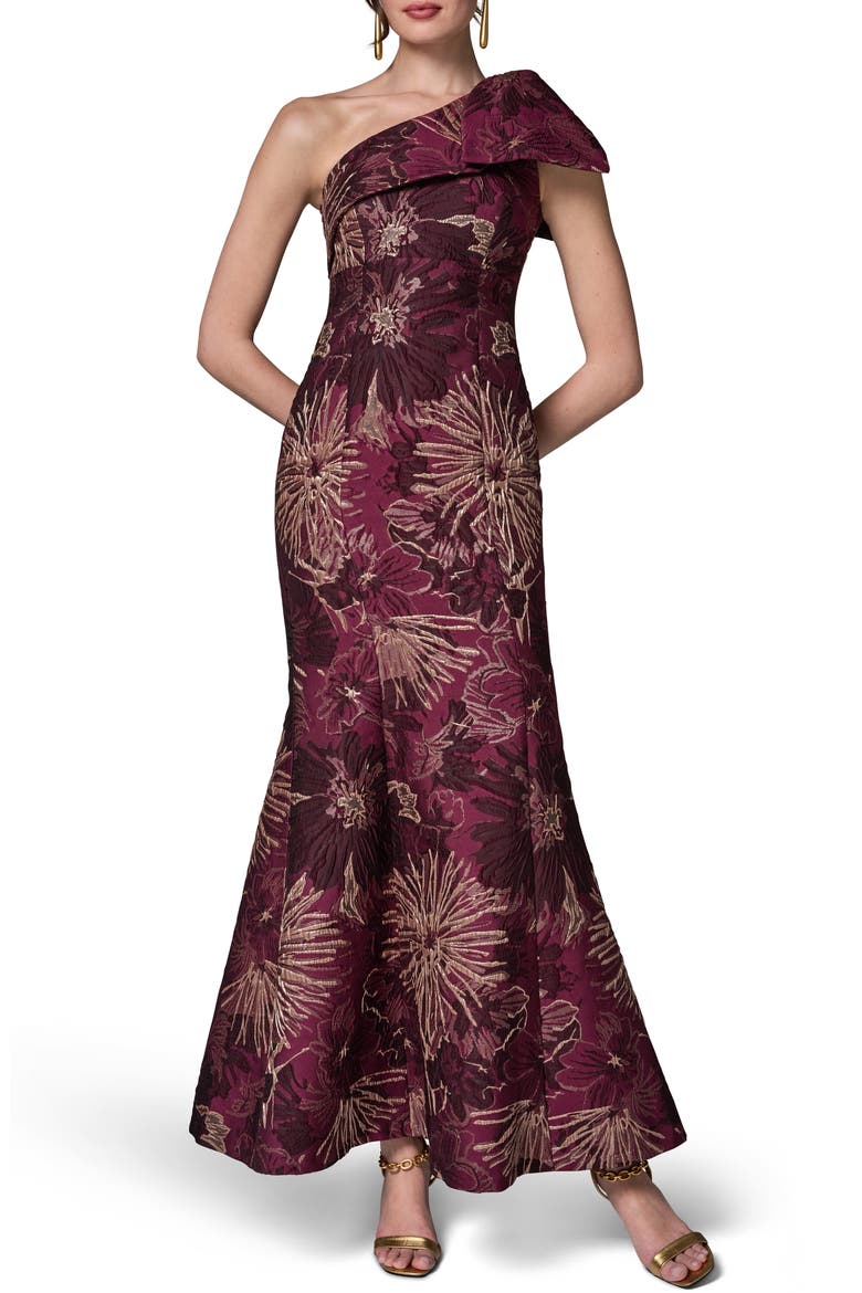 One-Shoulder Gown, Main, color, PRUNE MULTI
