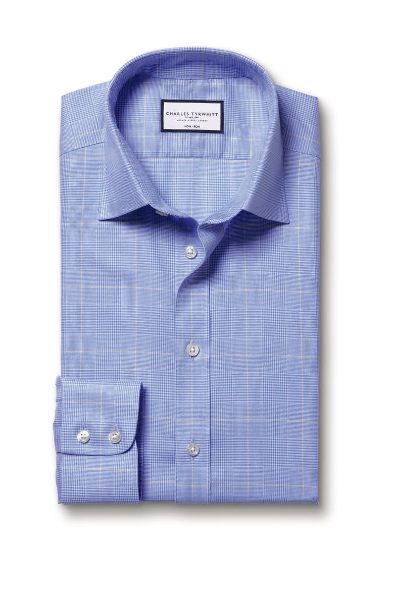 Non-Iron Prince of Wales Check Shirt, Alternate, color, Light Blue