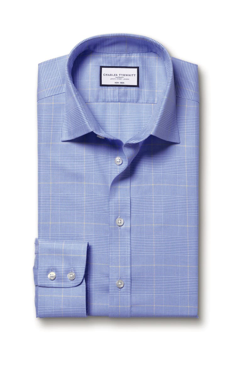 Charles Tyrwhitt Non-Iron Prince of Wales Check Shirt, Alternate, color, Light Blue
