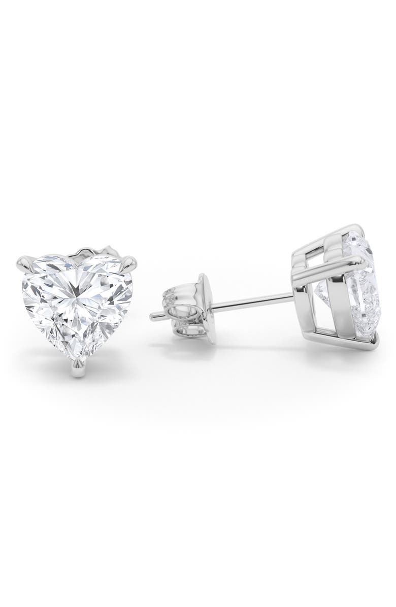 HauteCarat Lab Grown Diamond Heart Stud Earrings, Alternate, color, 18K White Gold