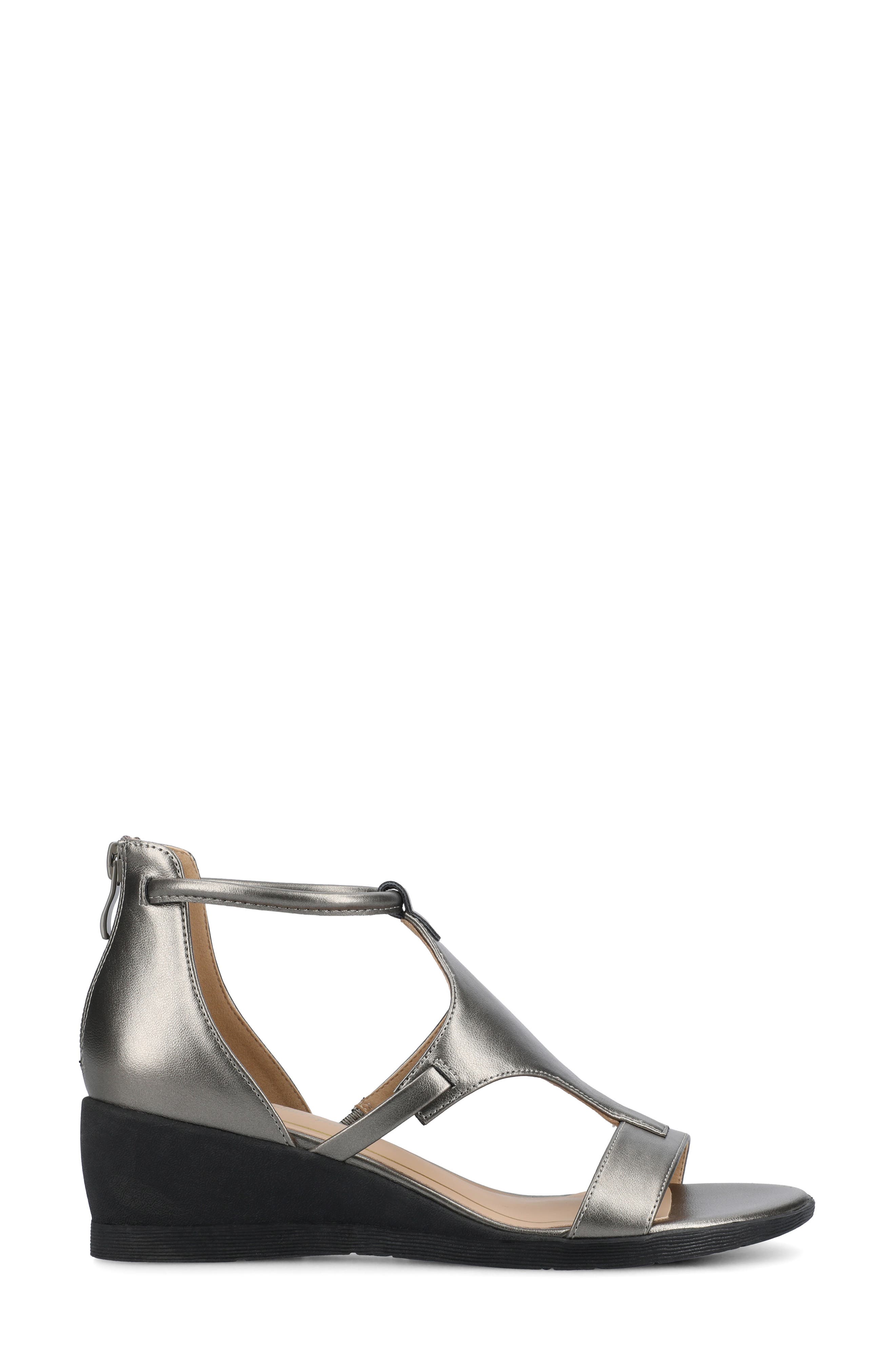 JOURNEE Trayle Wedge Sandal, Alternate, color, PEWTER