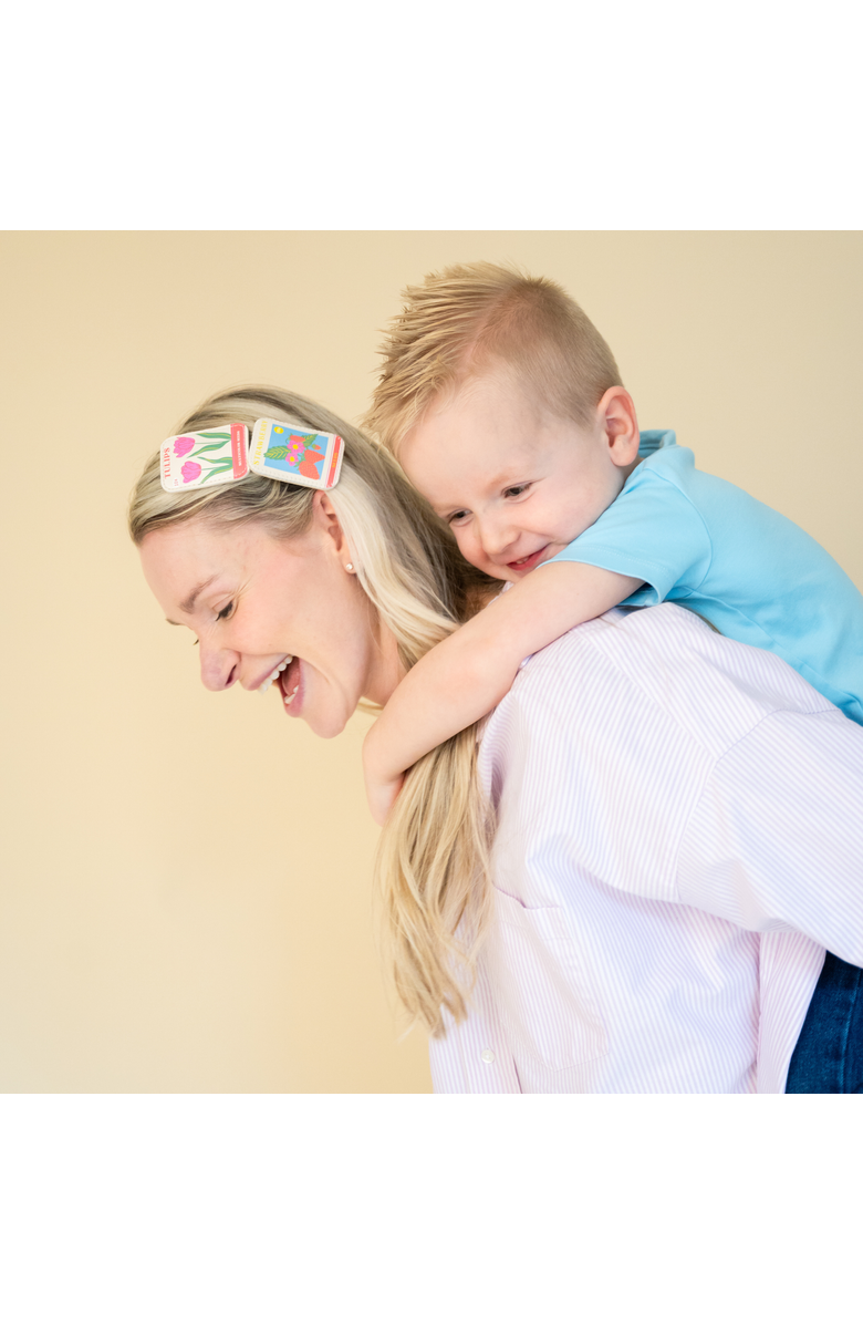 Jollity & Co. Seed Packet Vegan Leather Hair Clips, Alternate, color, Strawberry