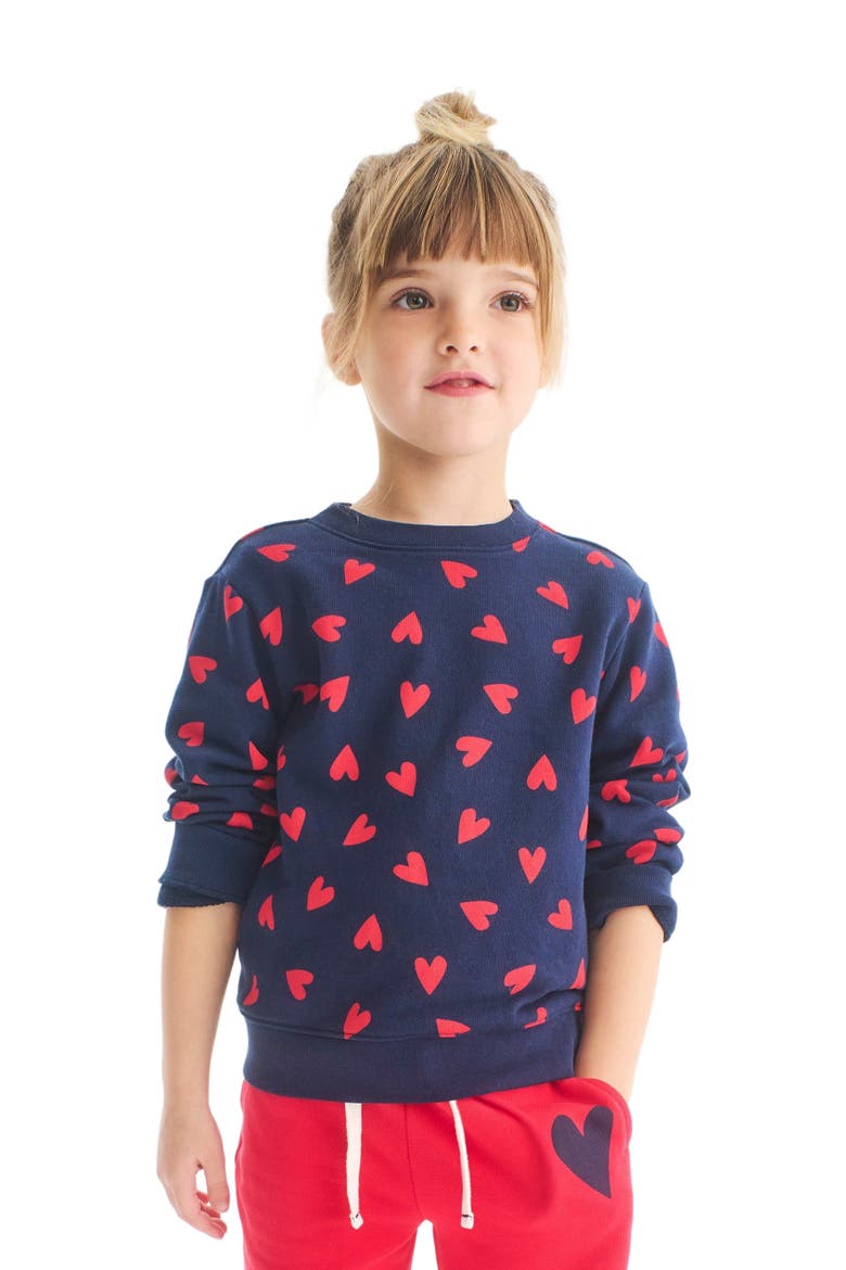 Kids Sweatshirt In Confetti Hearts, Alternate, color, Navy Mini Lollipop Hearts