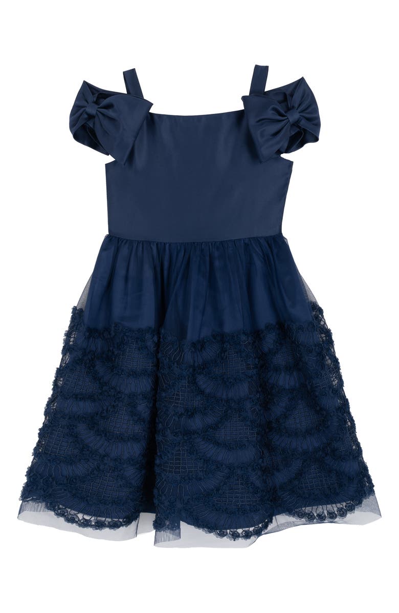 Rare Editions Kids' Cold Shoulder Party Dress, Main, color, Navy