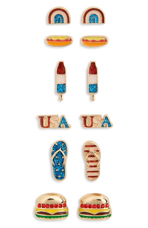 Set of 6 Cookout Stud Earrings