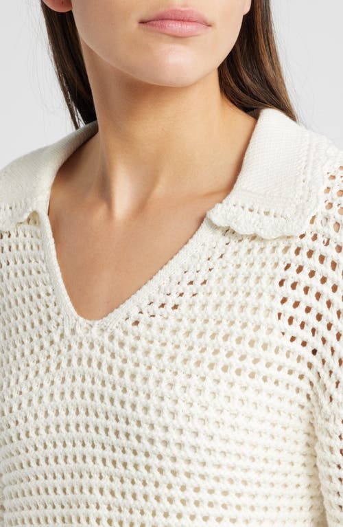 Rails Louise Open Stitch Scallop Sweater In Ivory