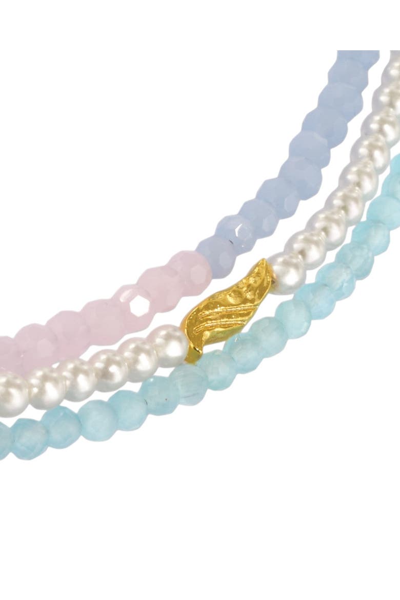 Waterproof Layered Beaded Necklace, Alternate, color, Gold