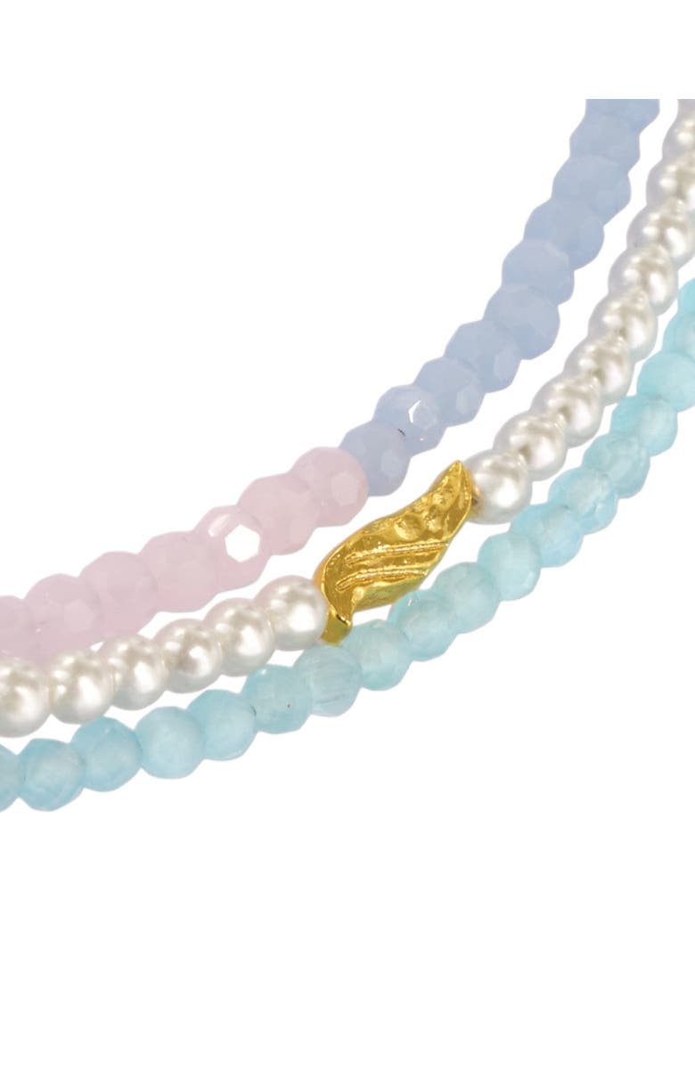 Ottoman Hands Waterproof Layered Beaded Necklace, Alternate, color, Gold