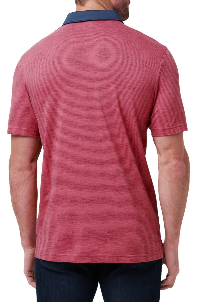 TravisMathew Common Interest Space Dye Stripe Polo, Alternate, color, Rose Wine