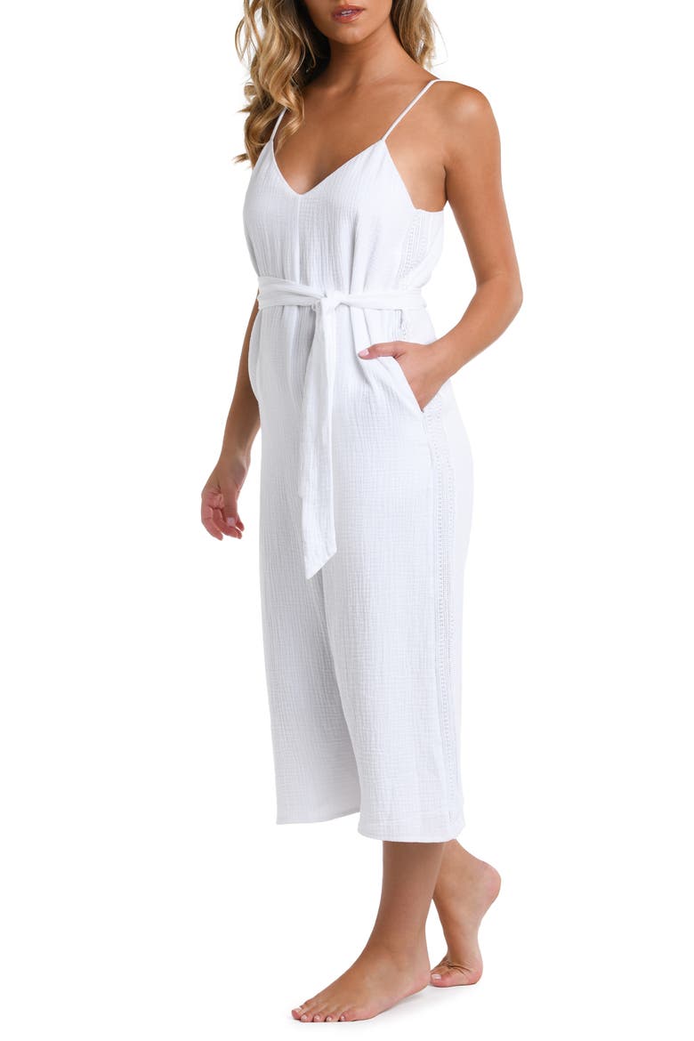 Seaside V-Neck Cover-Up Jumpsuit, Alternate, color, WHITE