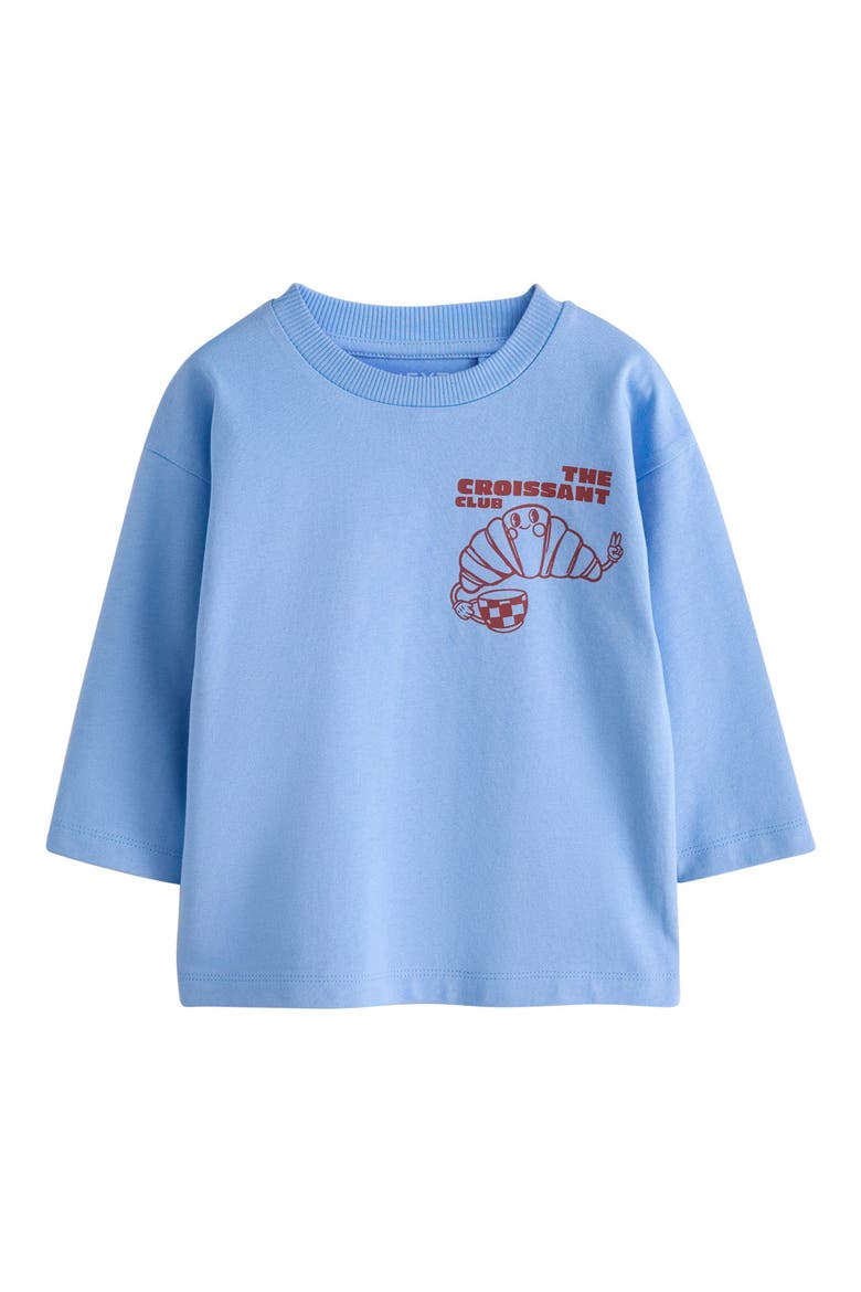 Kids' Croissant Club Long Sleeve Cotton Graphic T-Shirt, Main, color, BLUE