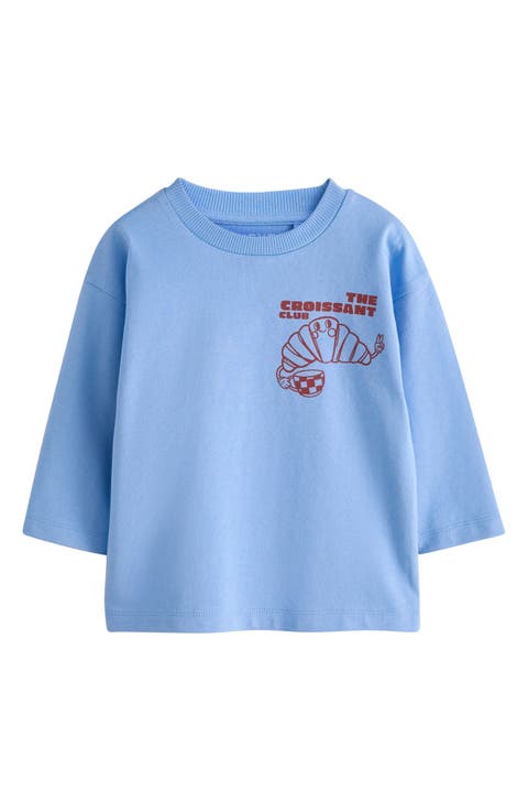 Kids' Croissant Club Long Sleeve Cotton Graphic T-Shirt