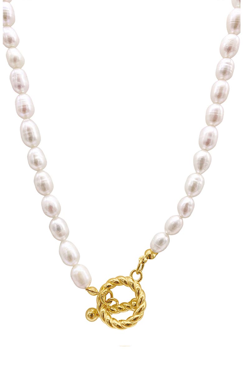 Freshwater Pearl 18 Inch Toggle Necklace, Main, color, WHITE/ GOLD