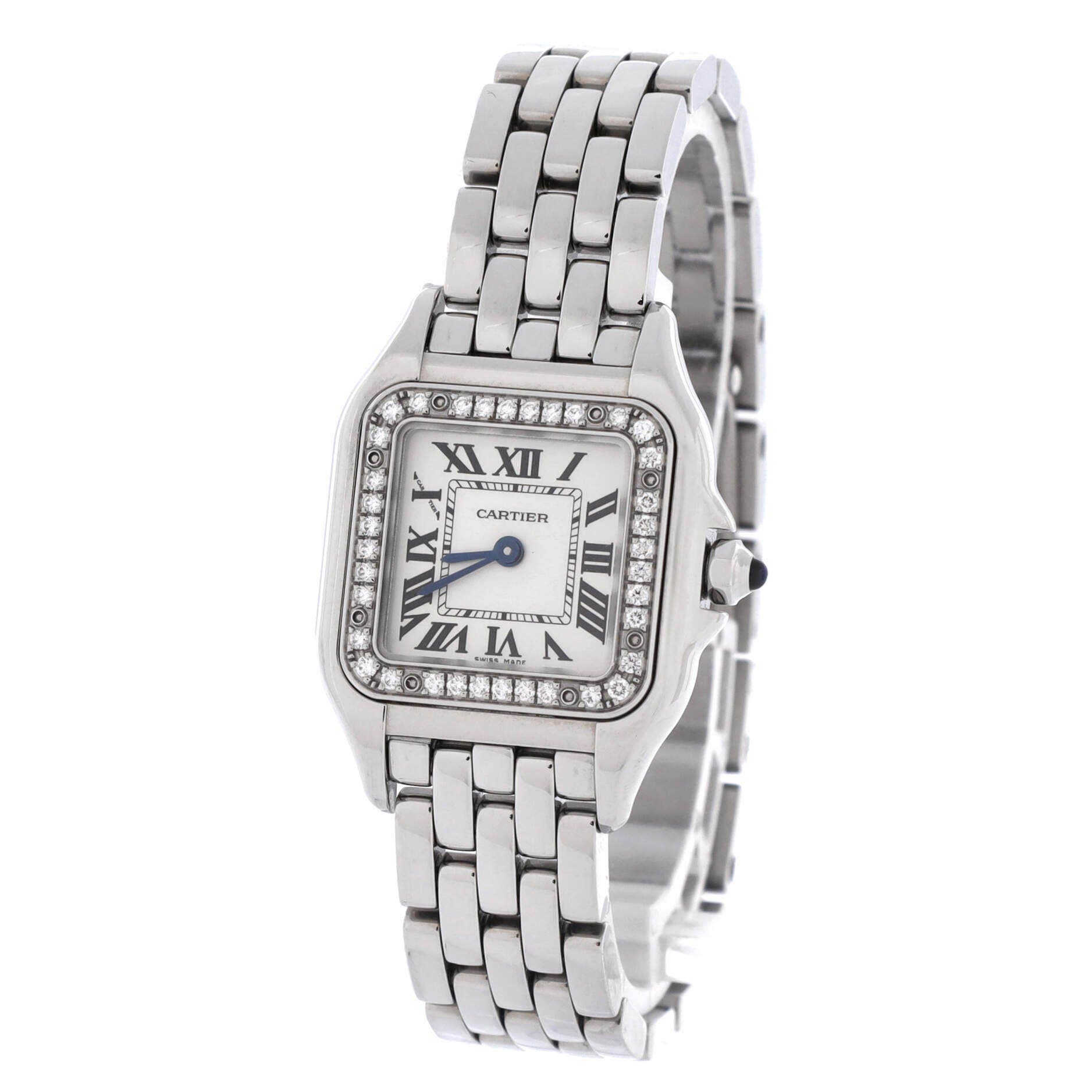 Panthere de Cartier Quartz Watch Stainless Steel with Diamond Bezel 22, Alternate, color, Metallic Silver