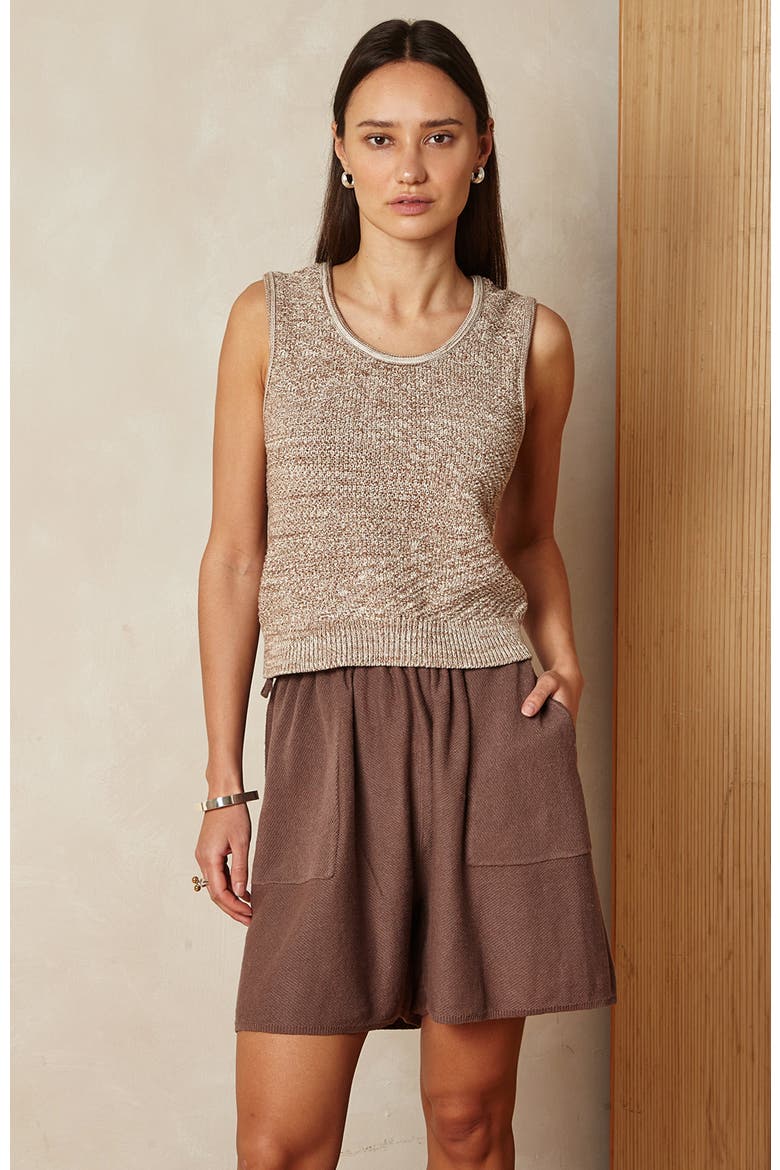 Angled Rib Crochet Vest, Alternate, color, Sepia Marl