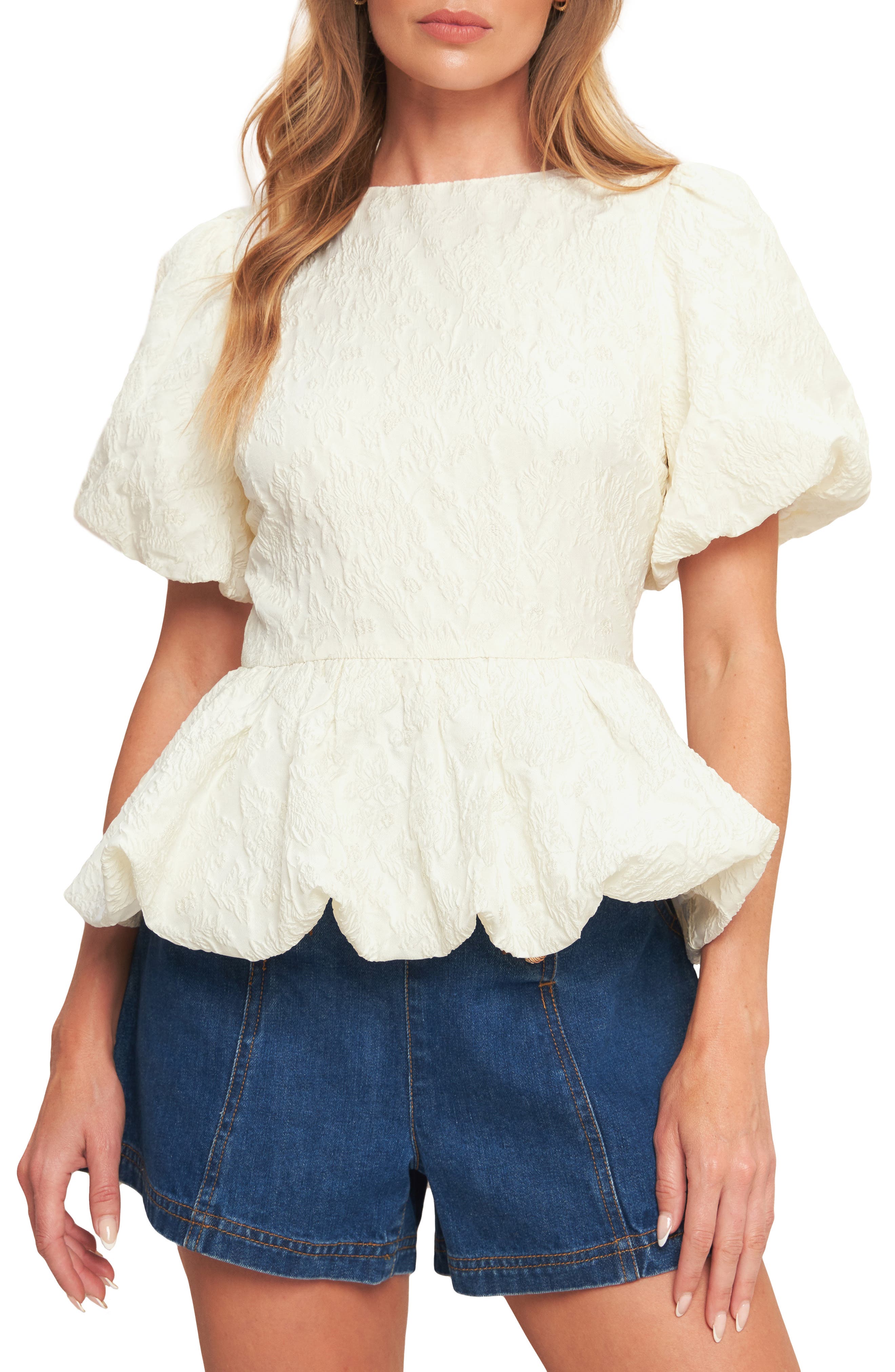 FLYING TOMATO Textured Peplum Top