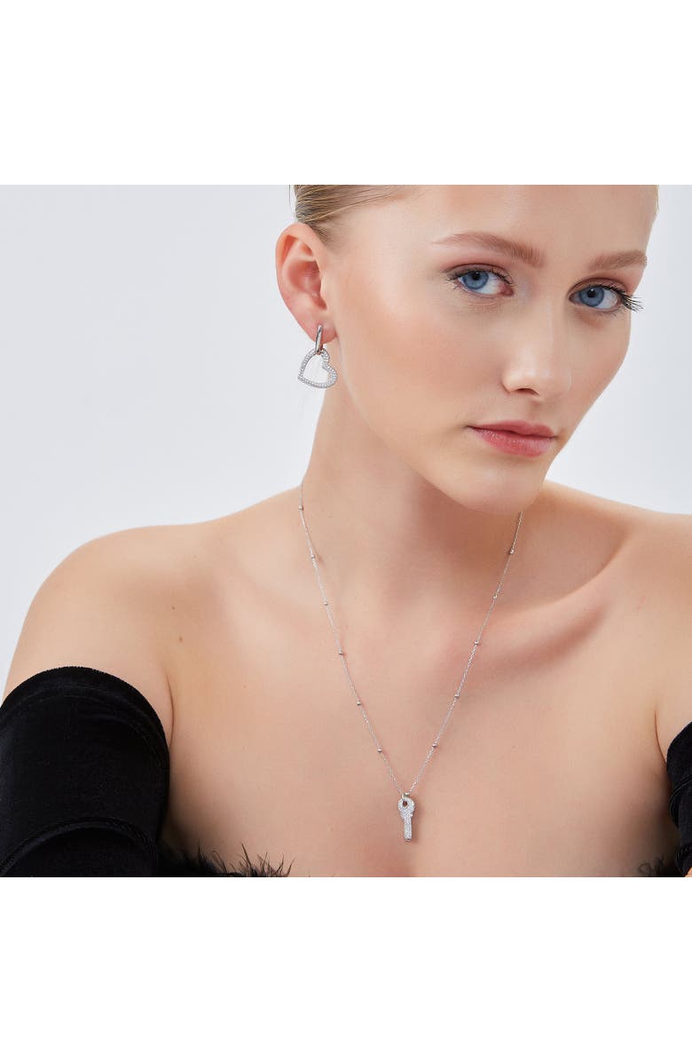 Spero London Chunky Heart Sterling Silver Drop Earrings, Alternate, color, Silver