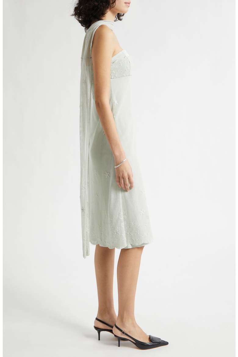 Strapless Silk & Tulle Scarf Dress, Alternate, color, SEAFOAM