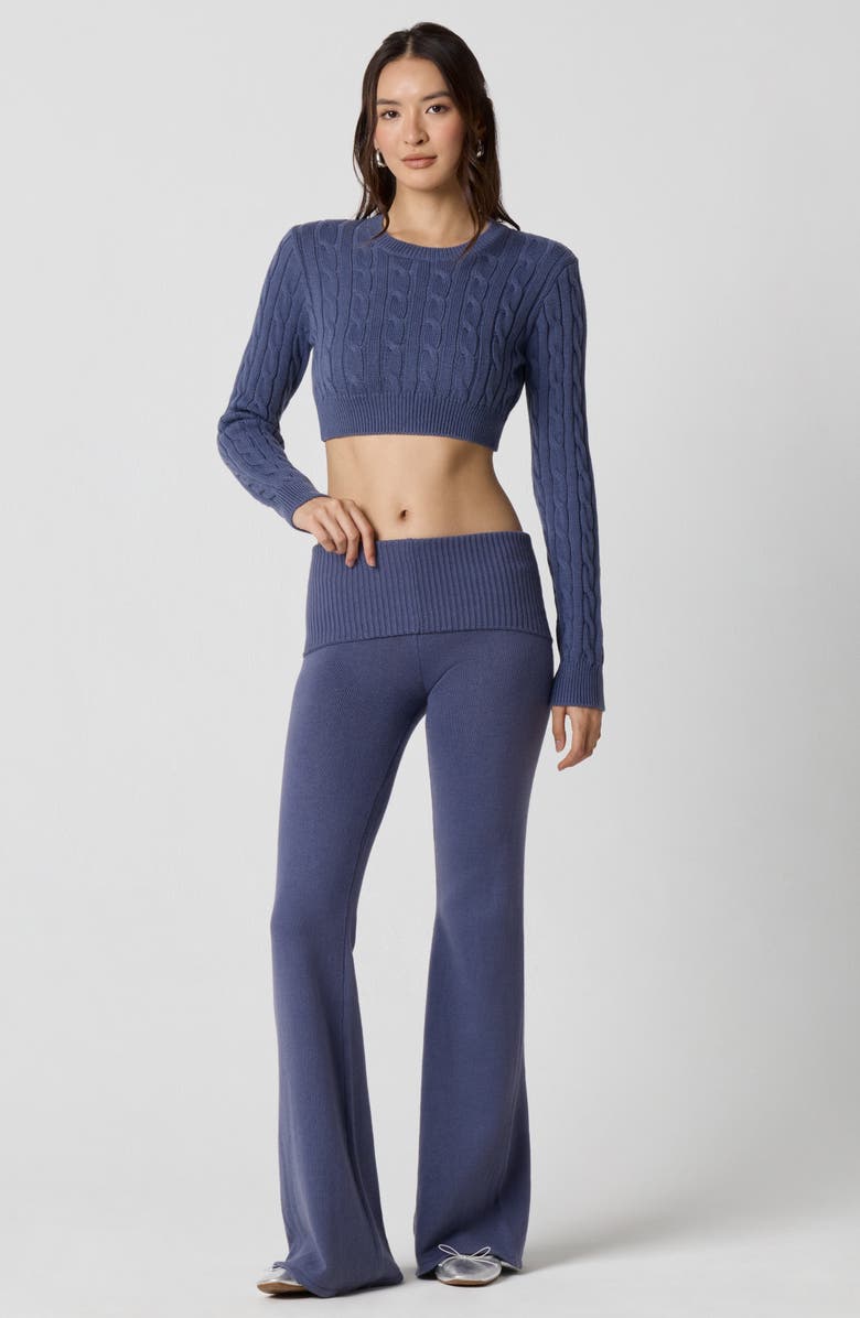 Florence by Mills Barre Crop Cable Sweater, Alternate, color, Blue Grisaille