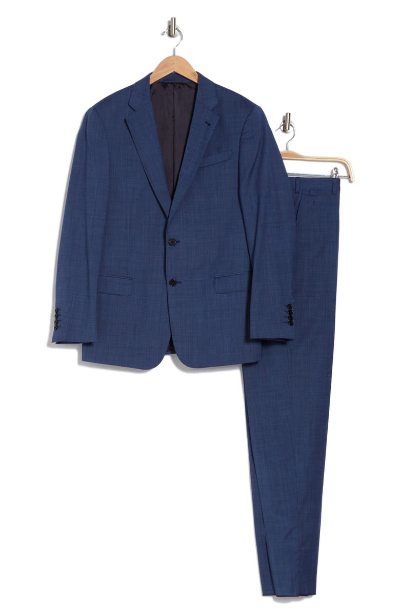 Armani Collezioni Sharkskin Wool Suit, Alternate, color, Denim