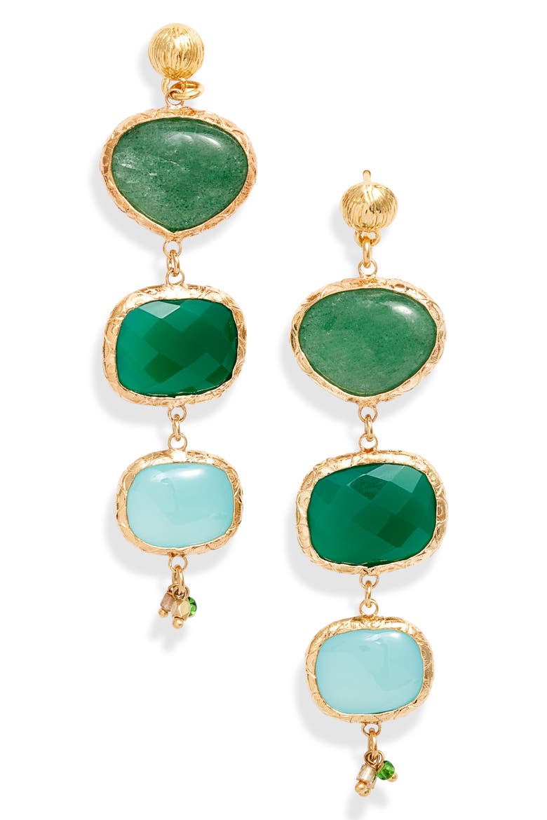 Linear Drop Earrings, Main, color, MULTI GREEN