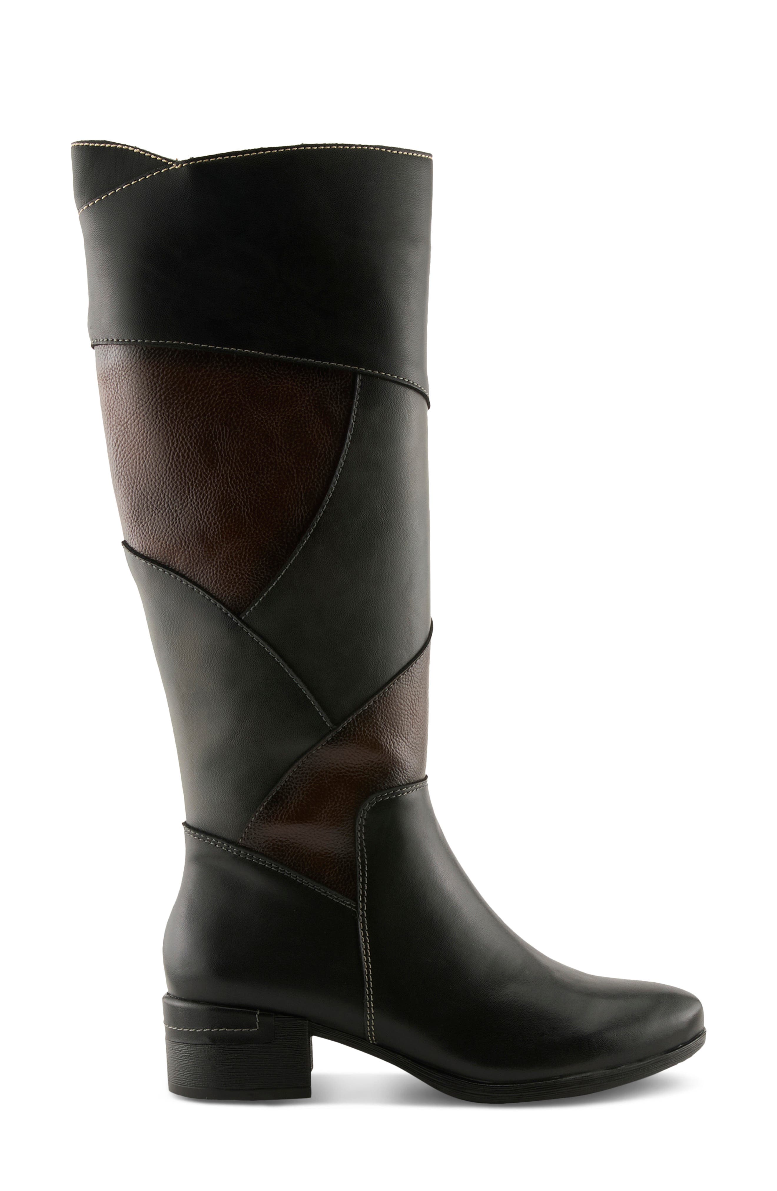Spring Step Patchwork Knee High Boot, Alternate, color, Black Multi