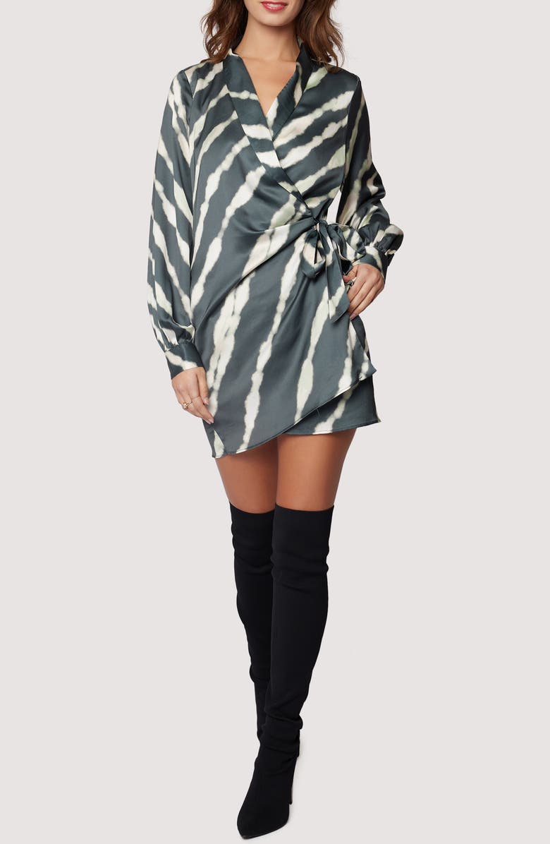 Lost + Wander Serra Elisa Print Long Sleeve Wrap Dress, Main, color, Green Multi