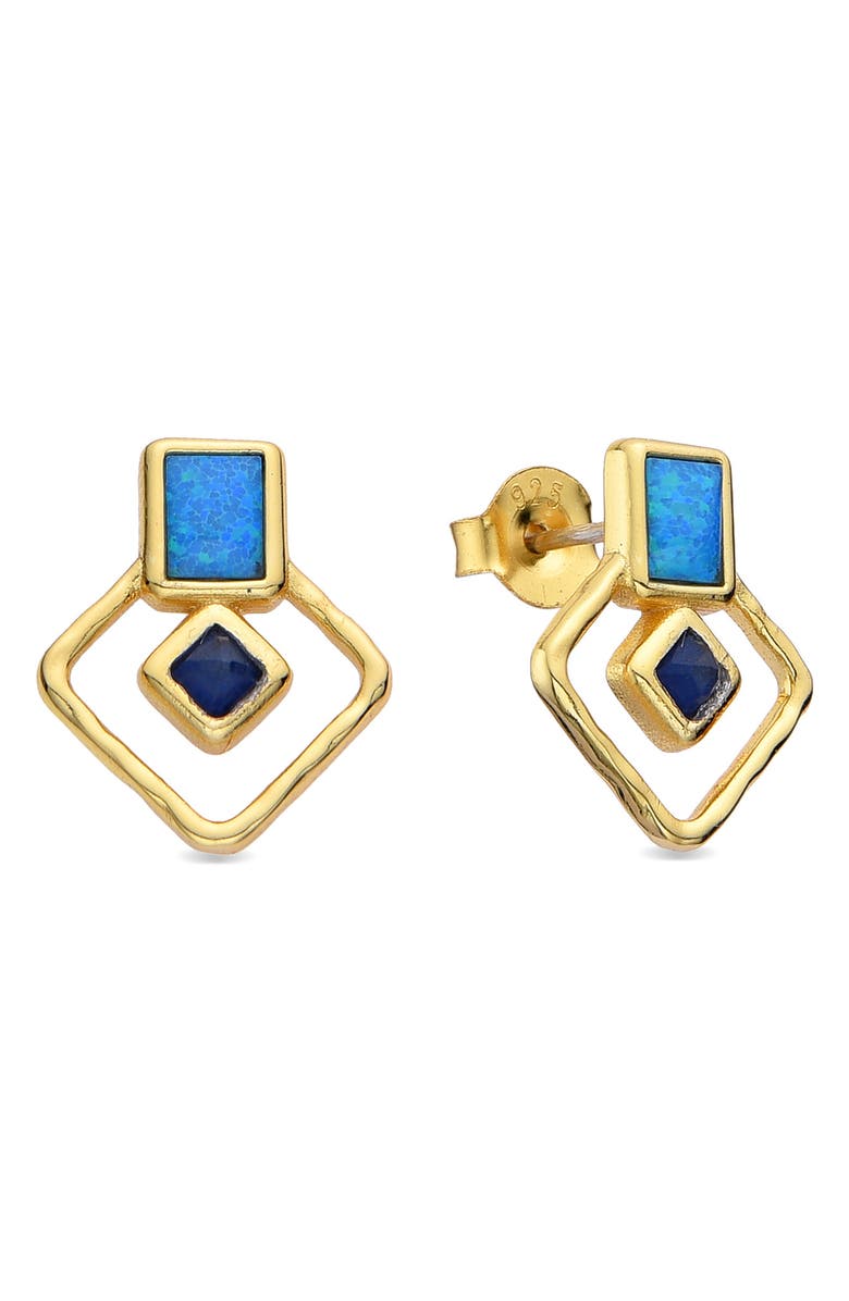 EYE CANDY LOS ANGELES Aquamarine Stud Earrings, Main, color, Gold