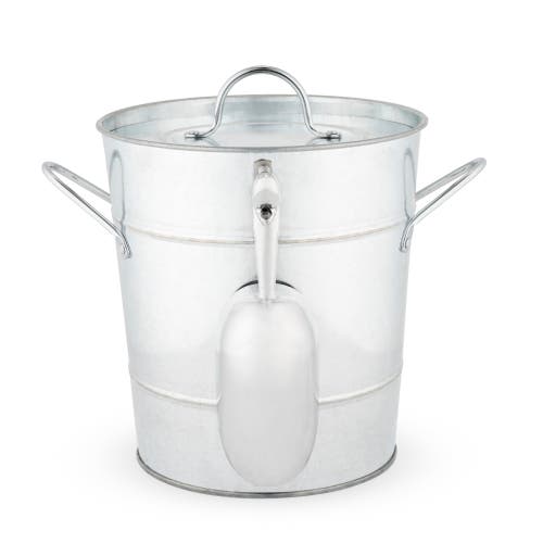 Twine Galvanized Metal Ice Bucket With Scoop In Silver
