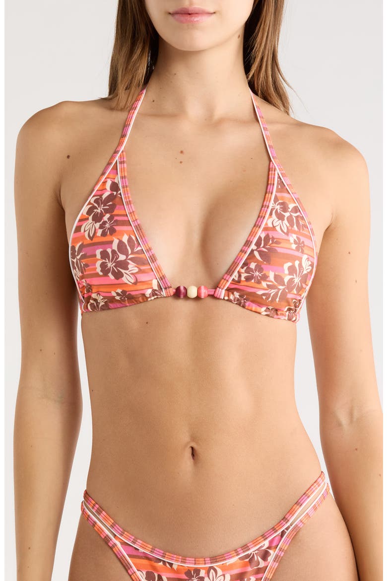 Sunkissed Stripe Double Bind Triangle Bikini Top, Main, color, SUNKISSED STRIPE