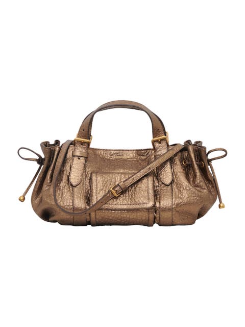 18H Leather Metallic Handbag