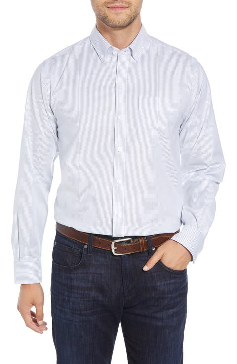 Cotton Blend Oxford Stripe Shirt