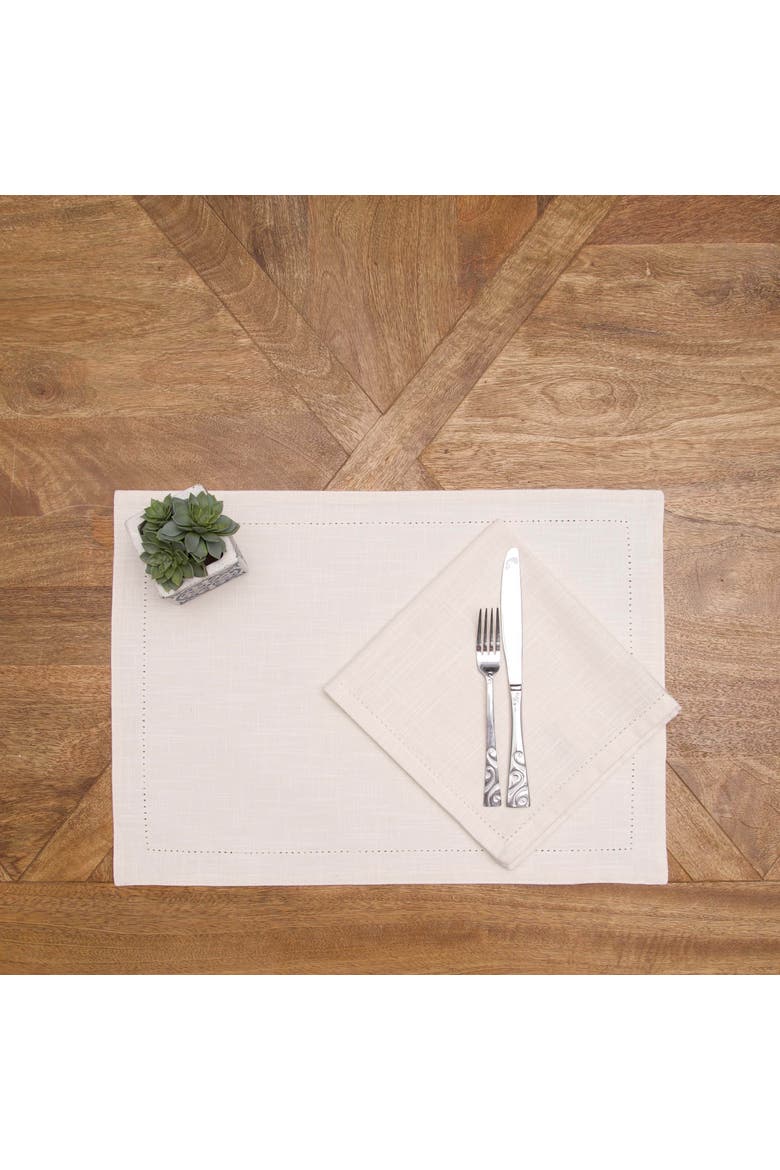 Set of 6 Placemats 100% Cotton 14" x 20", Alternate, color, White