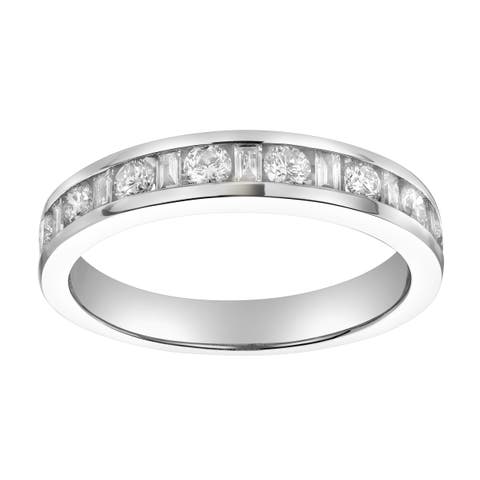 Amber 14K Gold Round Diamond Studded Stackable Band Ring - 0.68cts