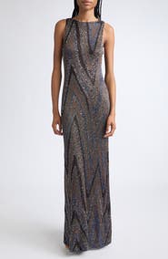 Missoni Sequin Metallic Zigzag Jacquard Maxi Dress
