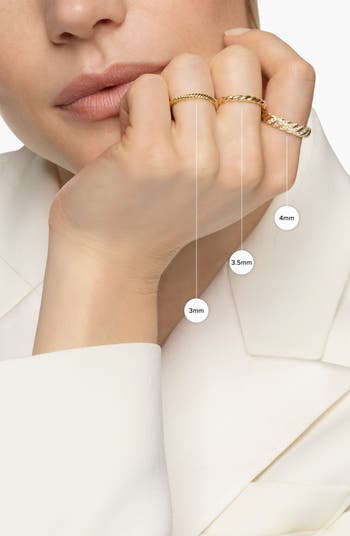 Petite Cable Ring in Sterling Silver with 14K Yellow Gold