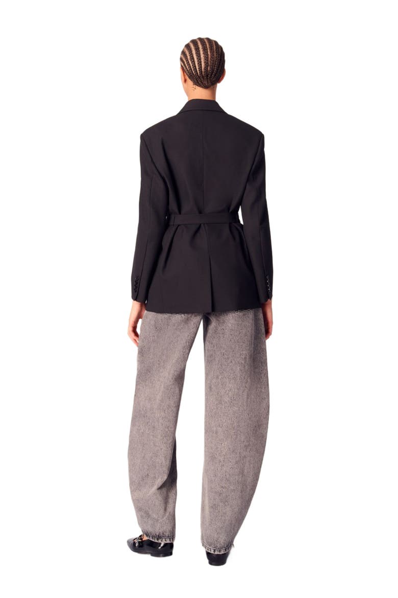Belted suit jacket, Alternate, color, Black