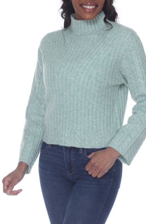 Rain And Rose Rib Turtleneck Sweater In Blue