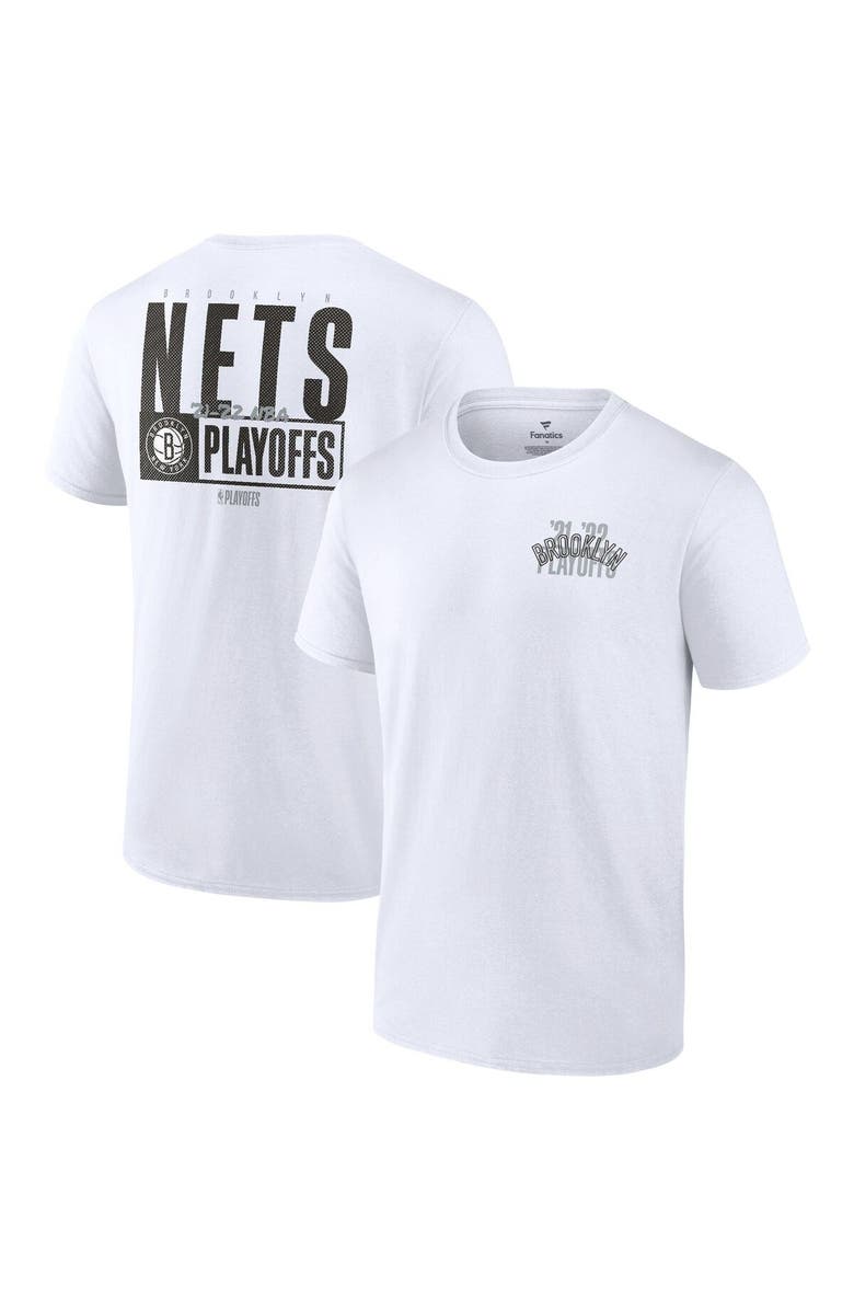 FANATICS Men's Fanatics Branded White Brooklyn Nets 2022 NBA Playoffs Dunk T-Shirt, Main, color, 